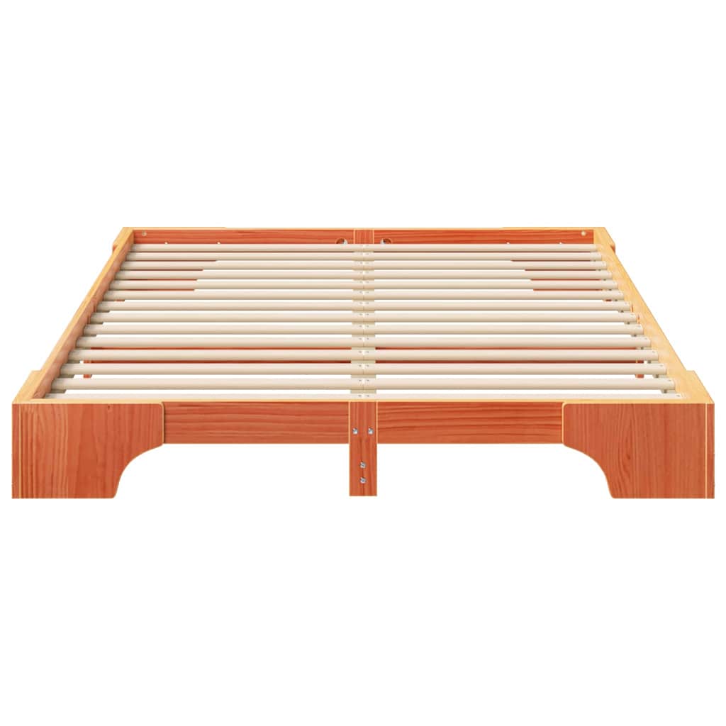 Floor Bed Frame with Storage Brown 140 x 210 cm Wood