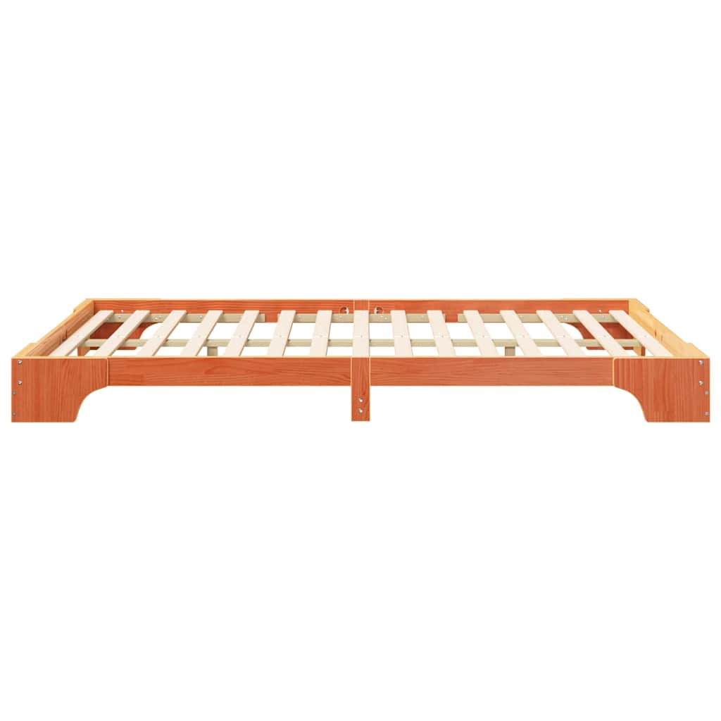 Floor Bed Frame with Storage Brown 140 x 210 cm Wood
