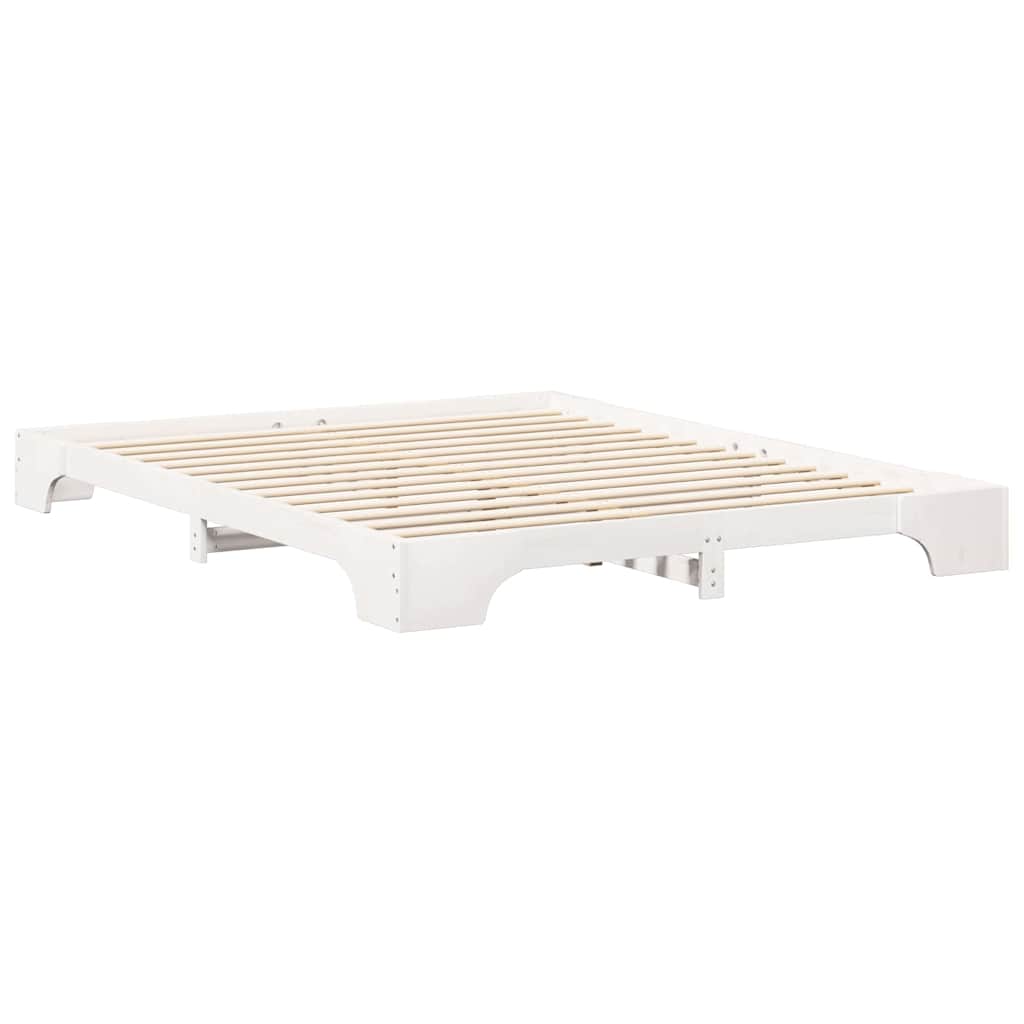 Floor Bed Frame with Storage White 160 x 210 cm Wood