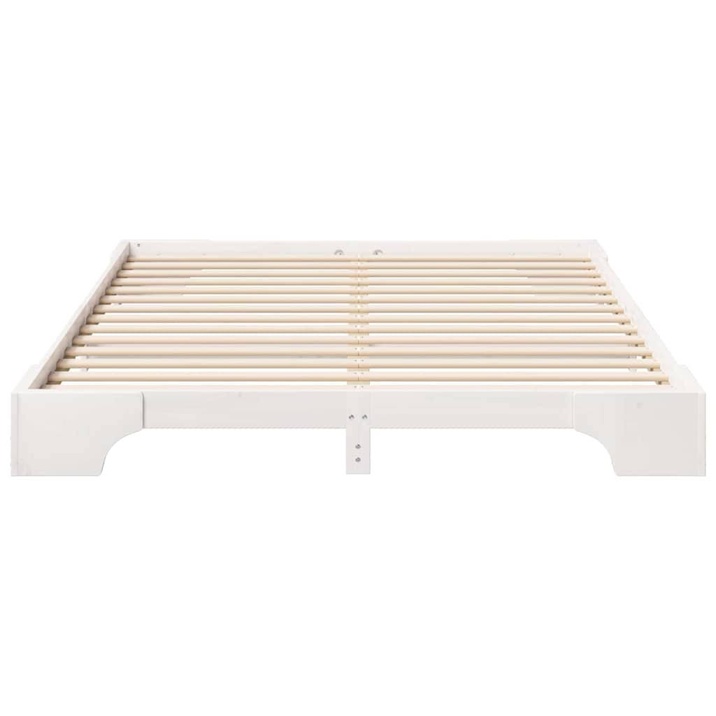 Floor Bed Frame with Storage White 160 x 210 cm Wood