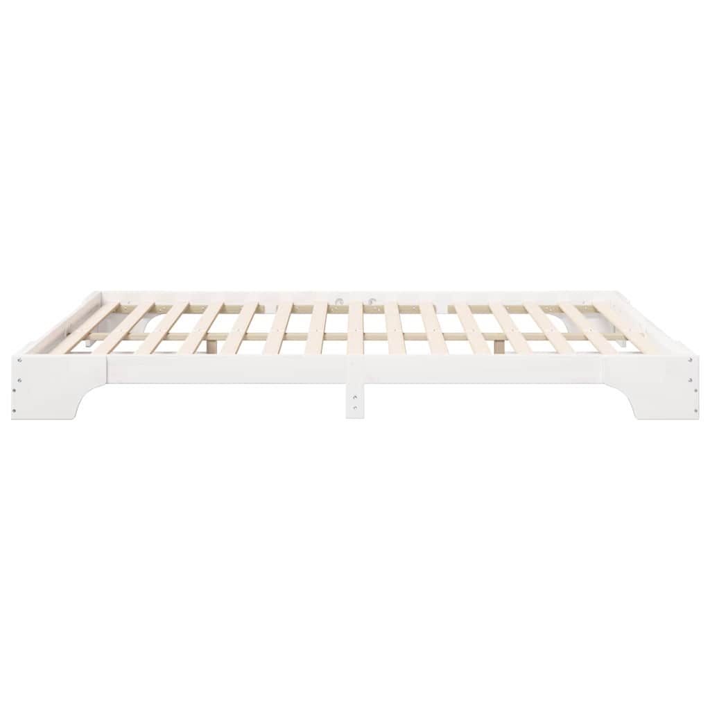 Floor Bed Frame with Storage White 160 x 210 cm Wood
