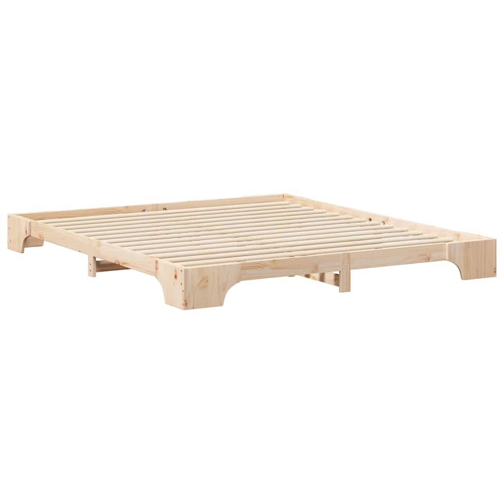 Floor Bed Frame with Storage Brown 200 x 210 cm Solid pine wood