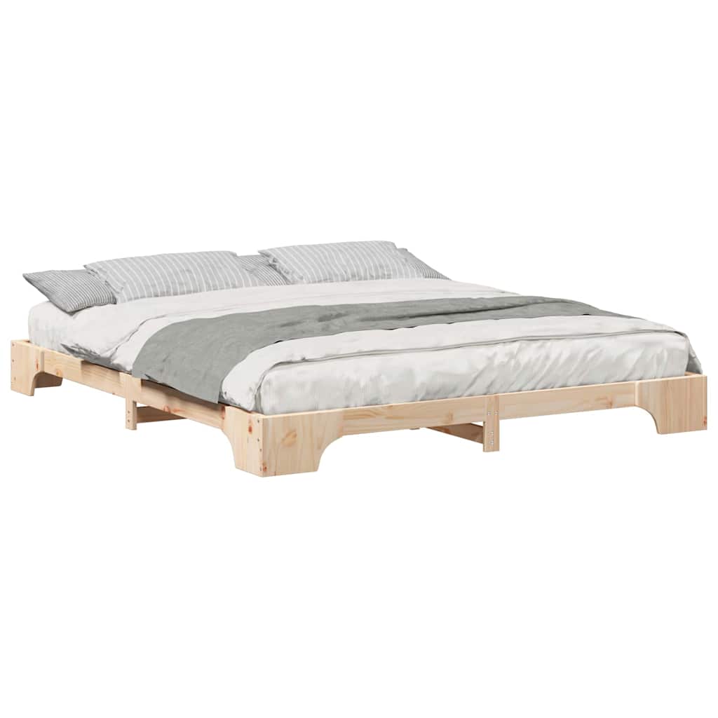 Floor Bed Frame with Storage Brown 200 x 210 cm Solid pine wood