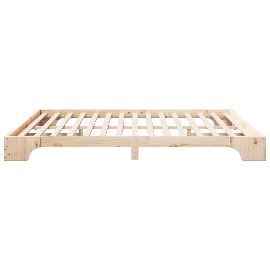 Floor Bed Frame with Storage Brown 200 x 210 cm Solid pine wood