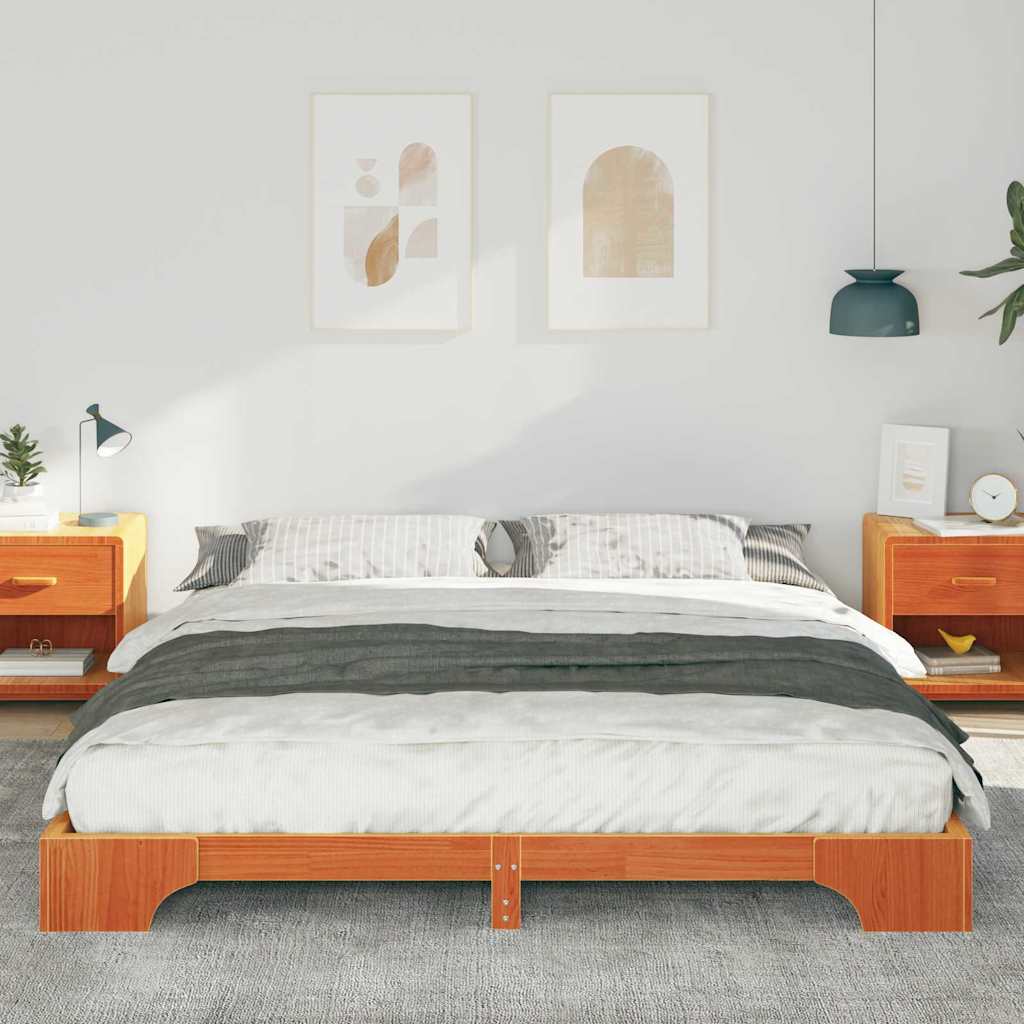 Floor Bed Frame with Storage Brown 200 x 210 cm Wood