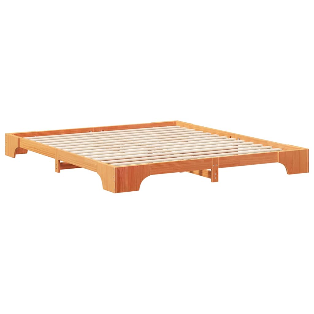 Floor Bed Frame with Storage Brown 200 x 210 cm Wood