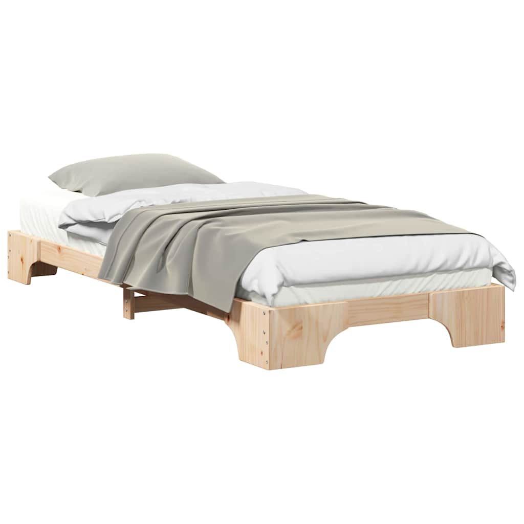 Floor Bed Frame with Storage Brown 90 x 220 cm Solid pine wood