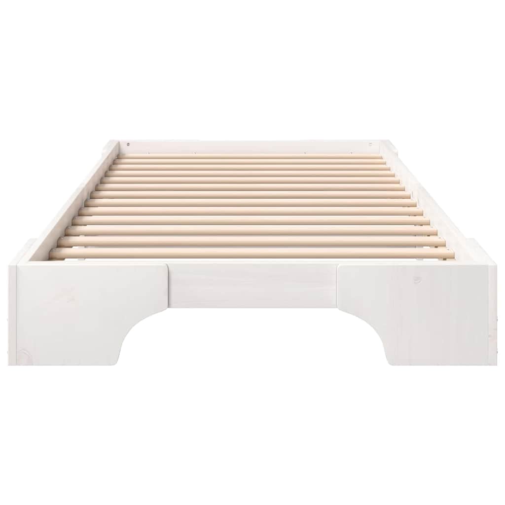 Floor Bed Frame with Storage White 90 x 220 cm Wood