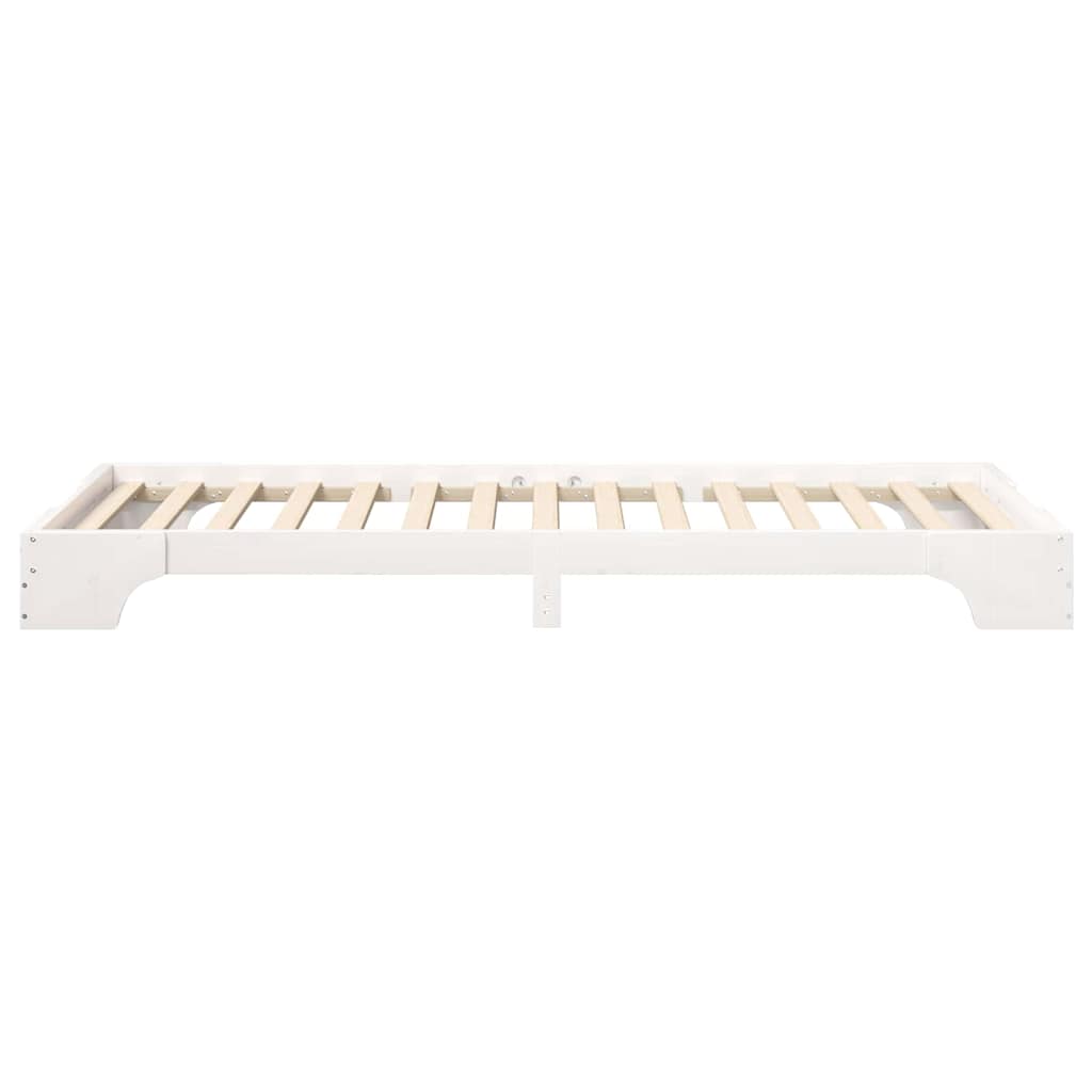 Floor Bed Frame with Storage White 100 x 220 cm Solid pine wood