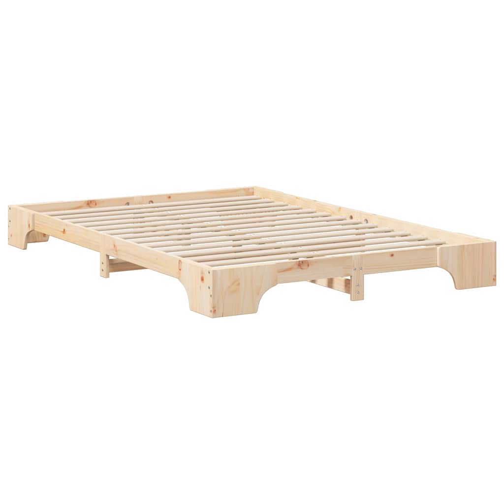 Floor Bed Frame with Storage Brown 140 x 220 cm Solid pine wood