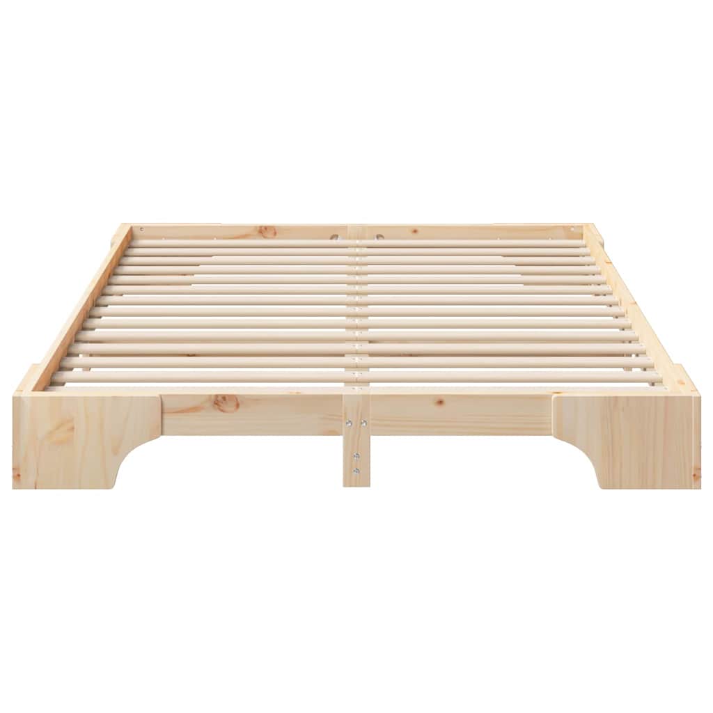 Floor Bed Frame with Storage Brown 140 x 220 cm Solid pine wood