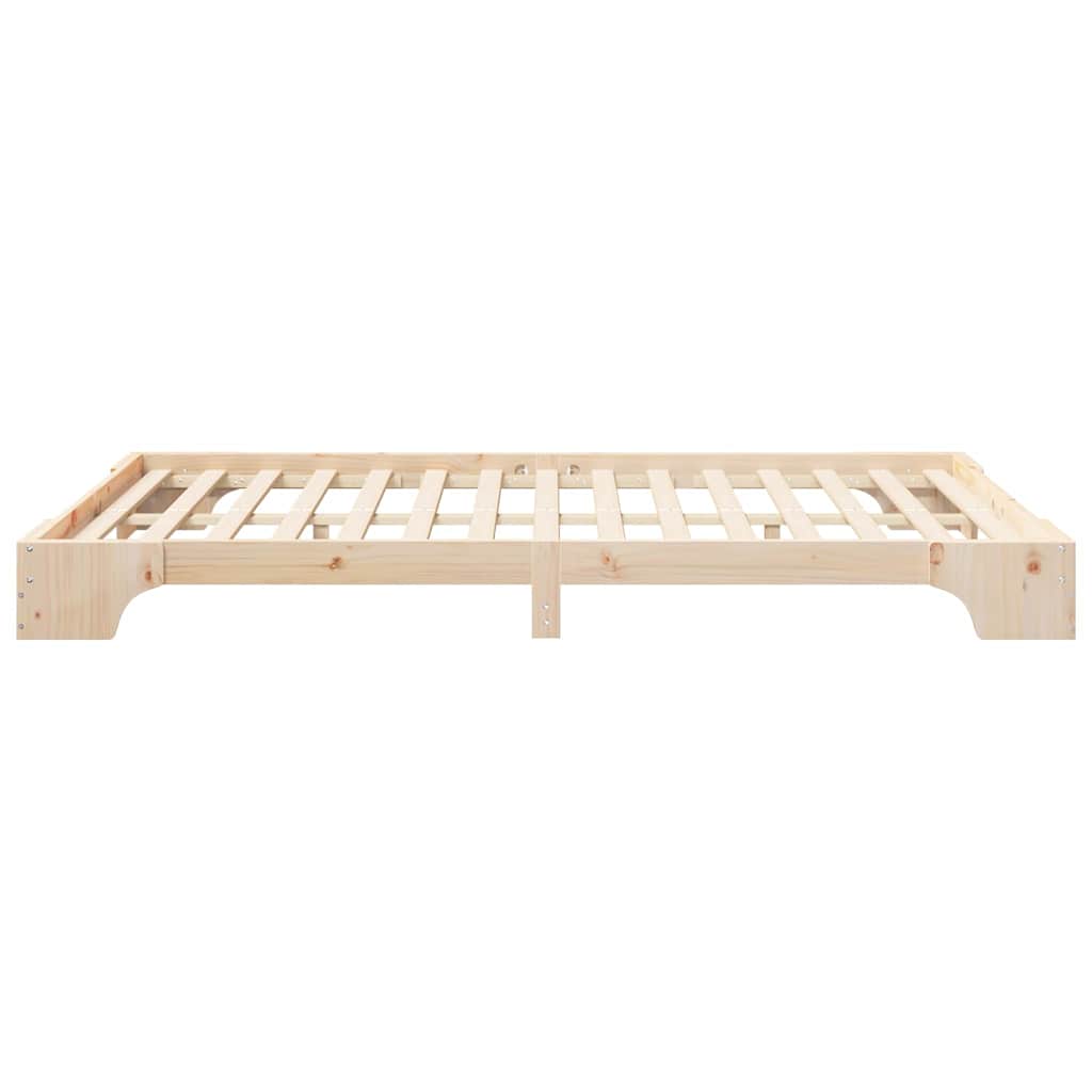 Floor Bed Frame with Storage Brown 140 x 220 cm Solid pine wood
