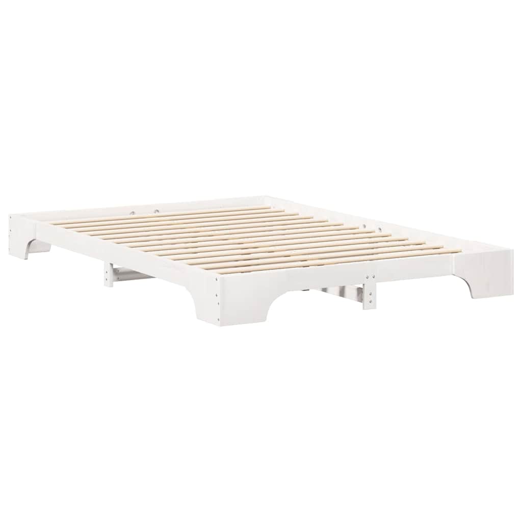 Floor Bed Frame with Storage White 140 x 220 cm Solid pine wood