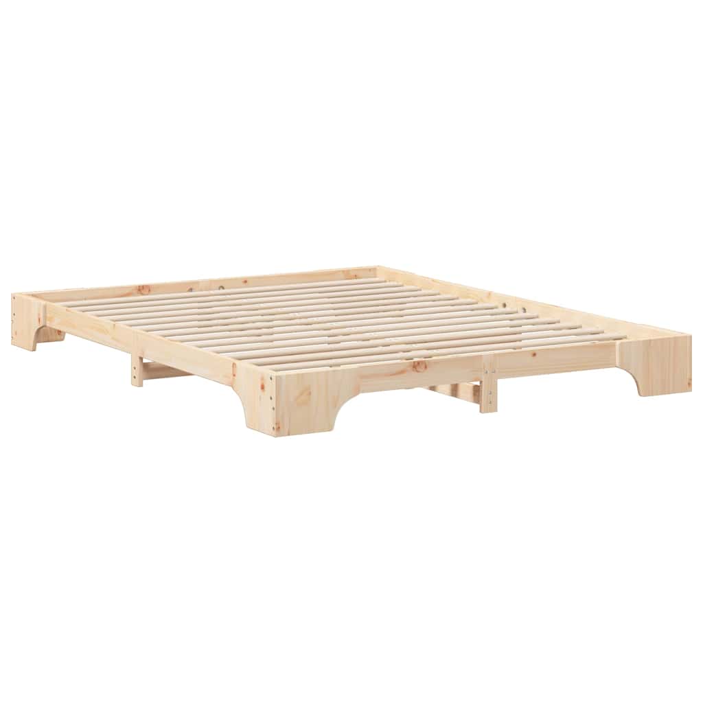 Floor Bed Frame with Storage Brown 160 x 220 cm Solid pine wood