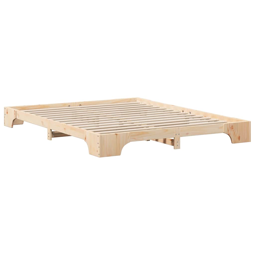 Floor Bed Frame with Storage Brown 160 x 220 cm Solid pine wood