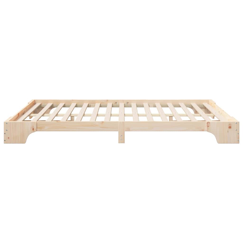 Floor Bed Frame with Storage Brown 160 x 220 cm Solid pine wood
