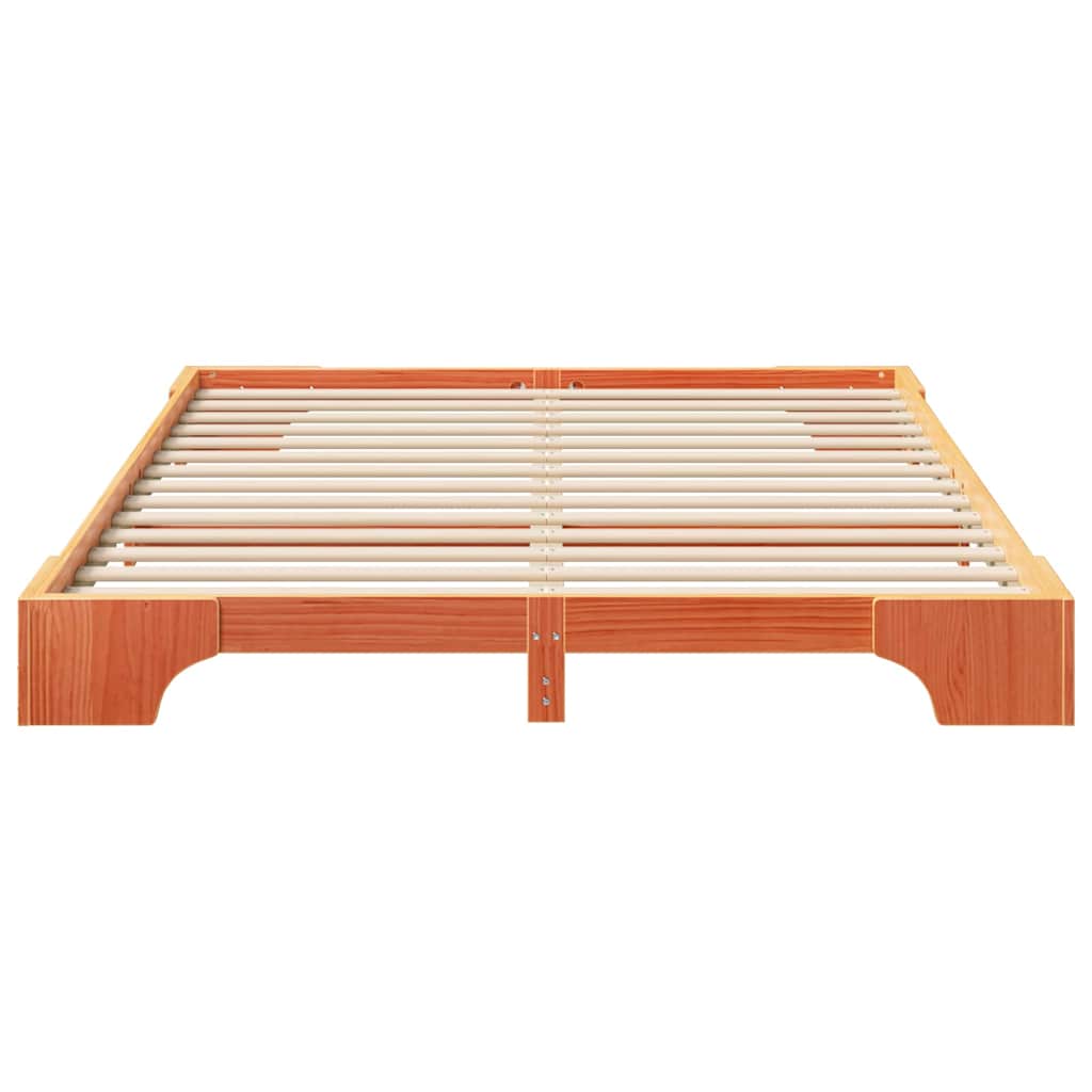 Floor Bed Frame with Storage Brown 160 x 220 cm Solid pine wood