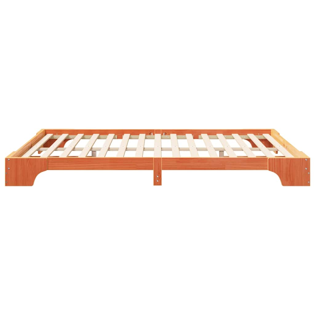 Floor Bed Frame with Storage Brown 160 x 220 cm Solid pine wood