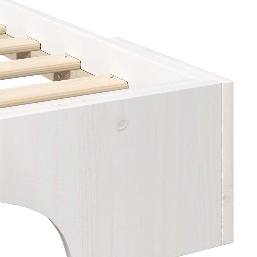 Floor Bed Frame with Storage White 180 x 220 cm Solid pine wood