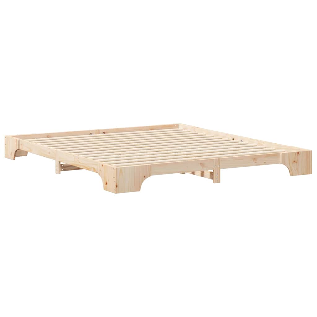 Floor Bed Frame with Storage Brown 200 x 220 cm Solid pine wood