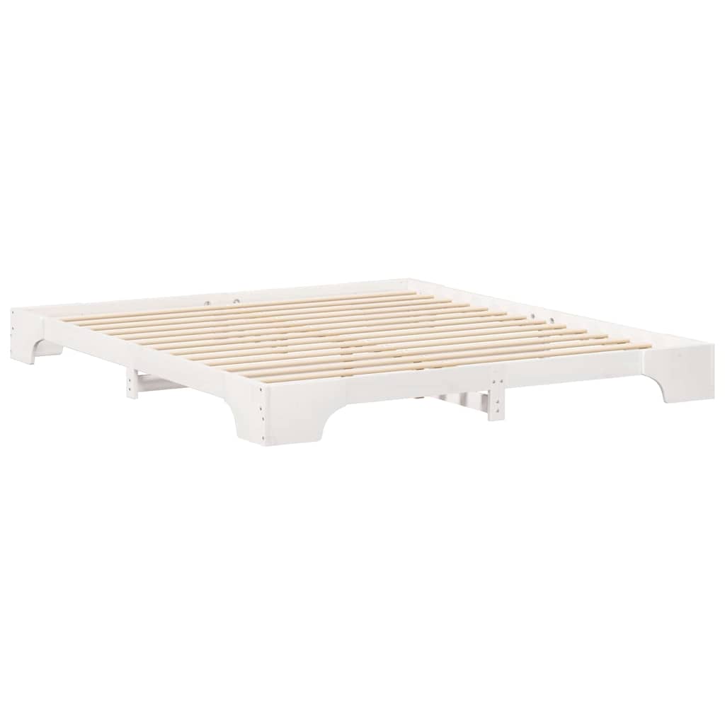 Floor Bed Frame with Storage White 200 x 220 cm Solid pine wood