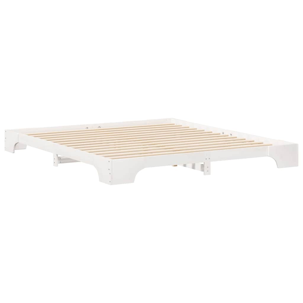 Floor Bed Frame with Storage White 200 x 220 cm Solid pine wood