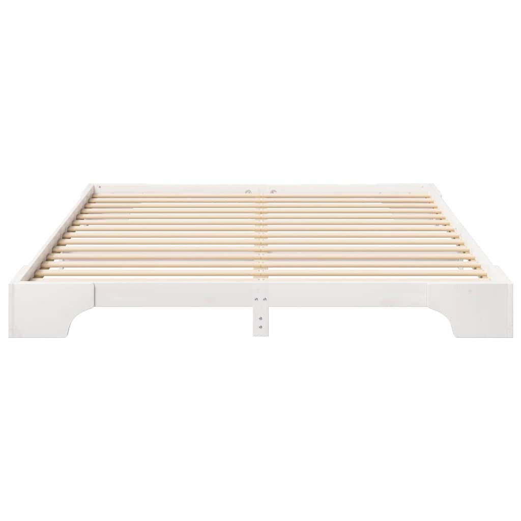 Floor Bed Frame with Storage White 200 x 220 cm Solid pine wood
