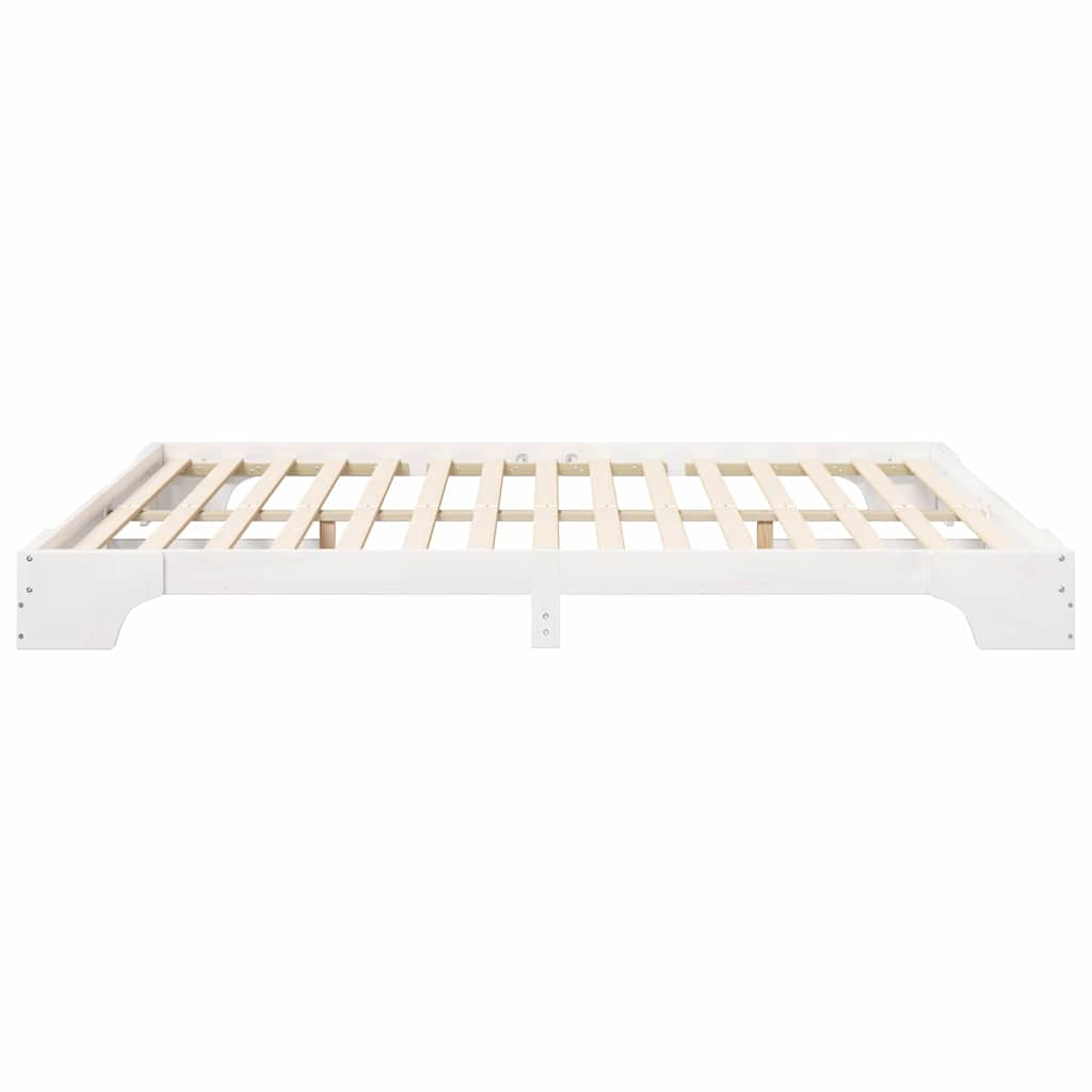 Floor Bed Frame with Storage White 200 x 220 cm Solid pine wood