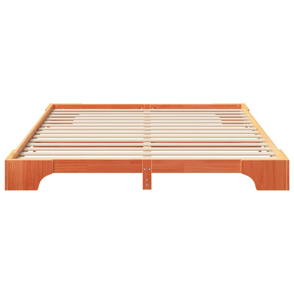 Floor Bed Frame with Storage Brown 200 x 220 cm Solid pine wood