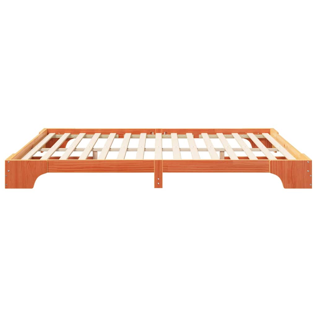 Floor Bed Frame with Storage Brown 200 x 220 cm Solid pine wood