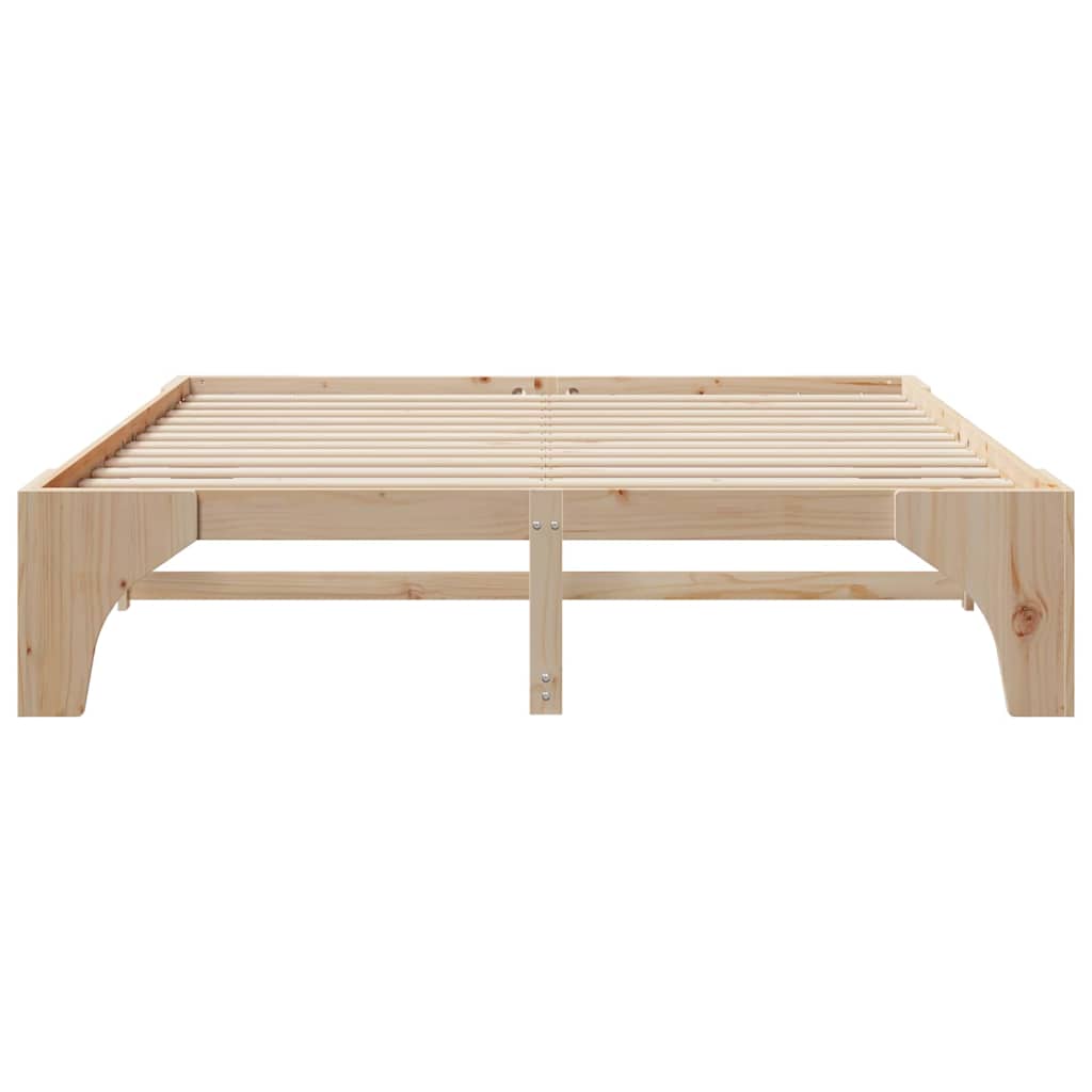 Floor Bed Frame with Storage Brown 200 x 200 cm Solid pine wood