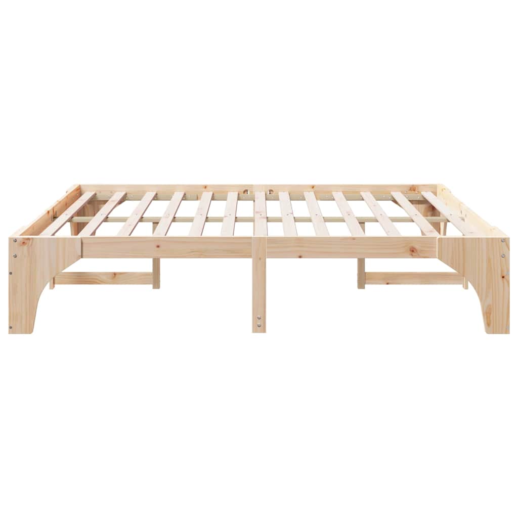 Floor Bed Frame with Storage Brown 200 x 200 cm Solid pine wood