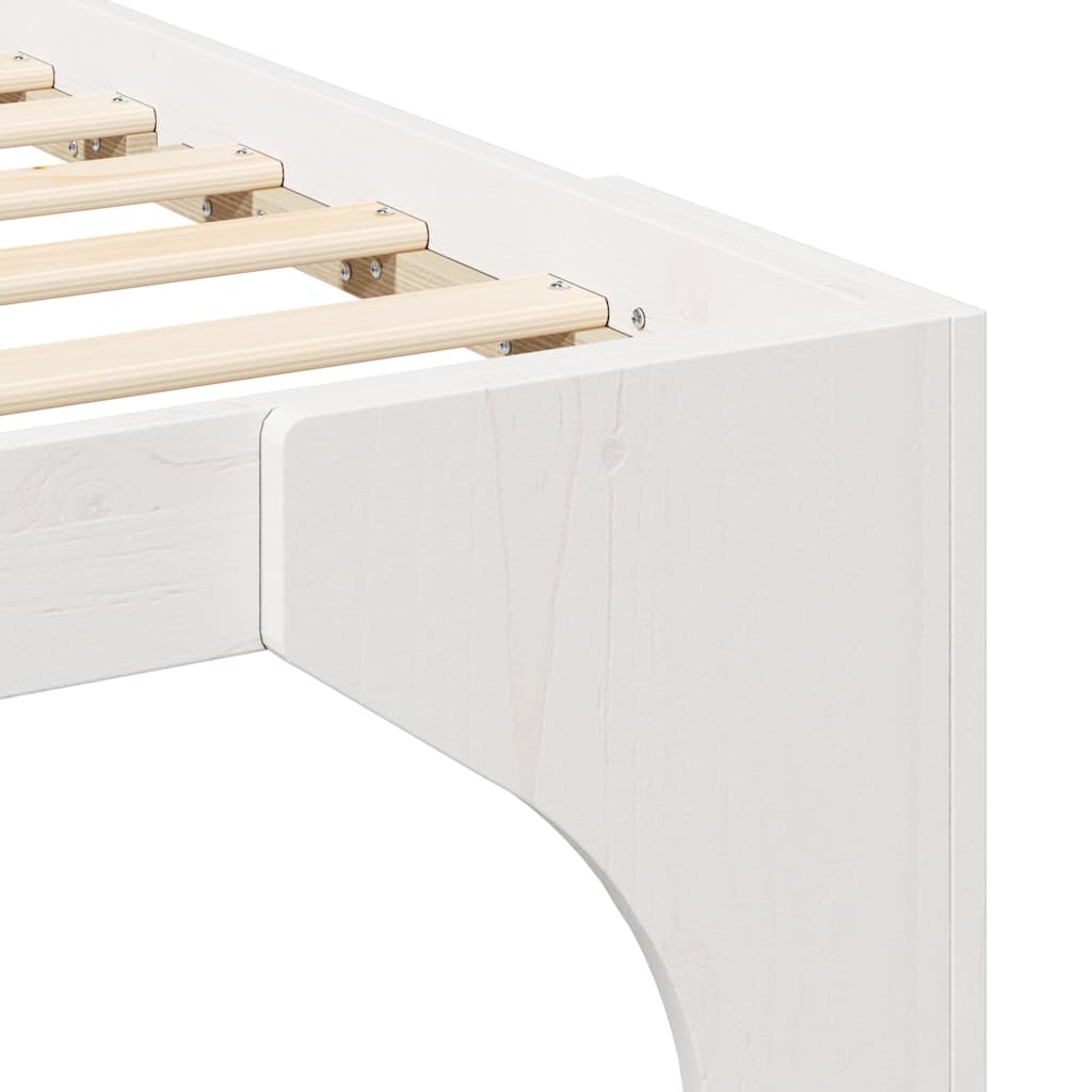 Floor Bed Frame with Storage White 200 x 200 cm Solid pine wood