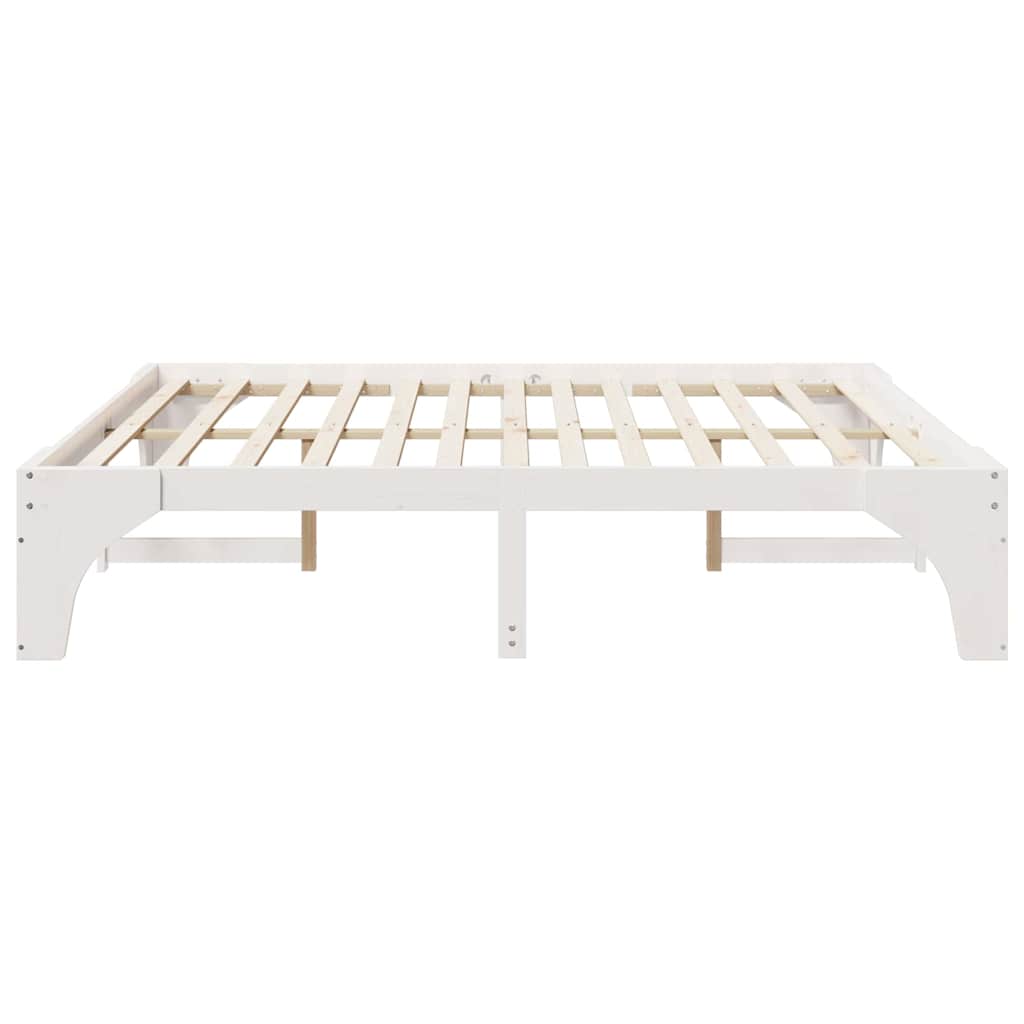 Floor Bed Frame with Storage White 200 x 200 cm Solid pine wood