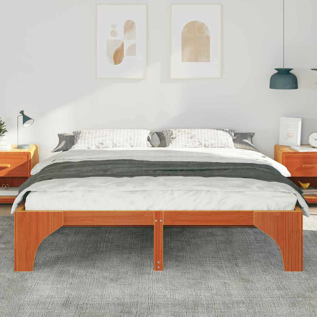 Floor Bed Frame with Storage Brown 200 x 200 cm Solid pine wood