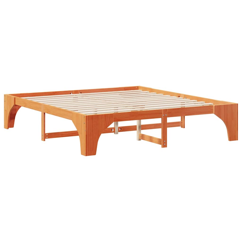 Floor Bed Frame with Storage Brown 200 x 200 cm Solid pine wood