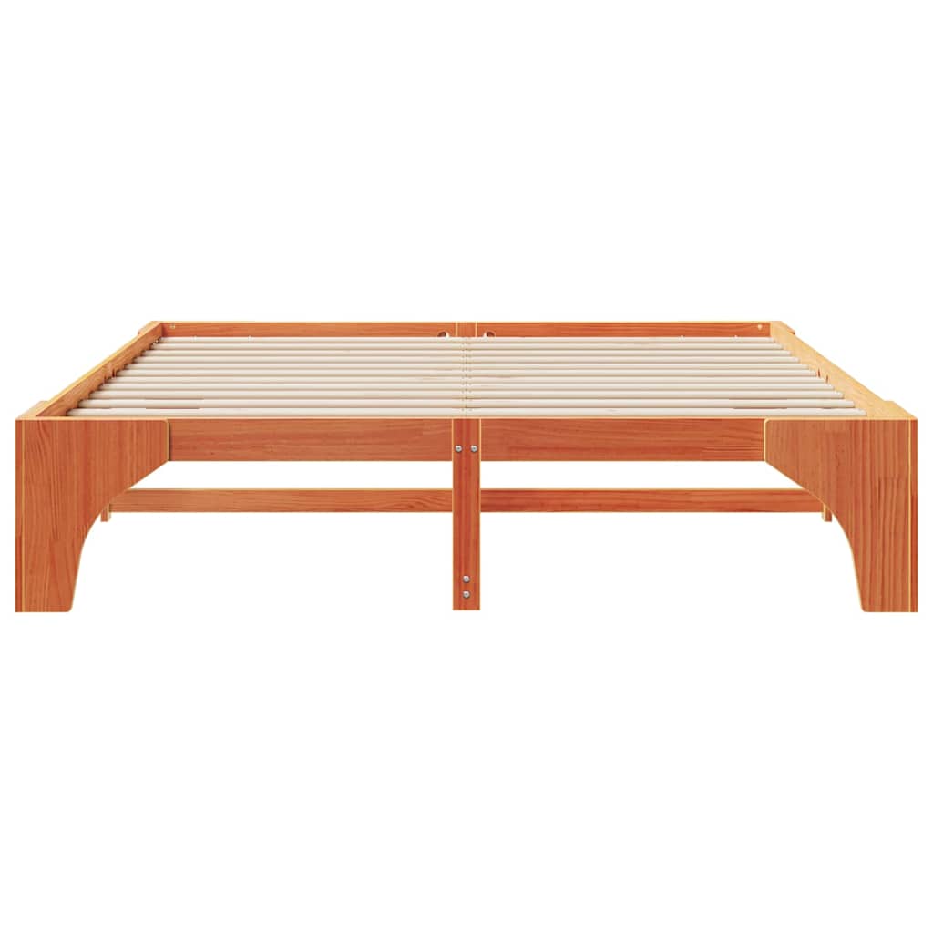 Floor Bed Frame with Storage Brown 200 x 200 cm Solid pine wood