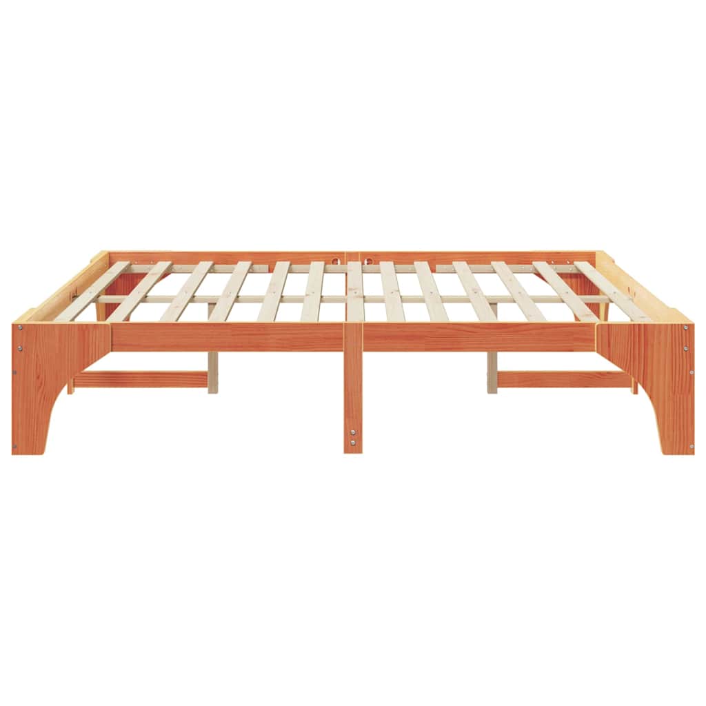 Floor Bed Frame with Storage Brown 200 x 200 cm Solid pine wood