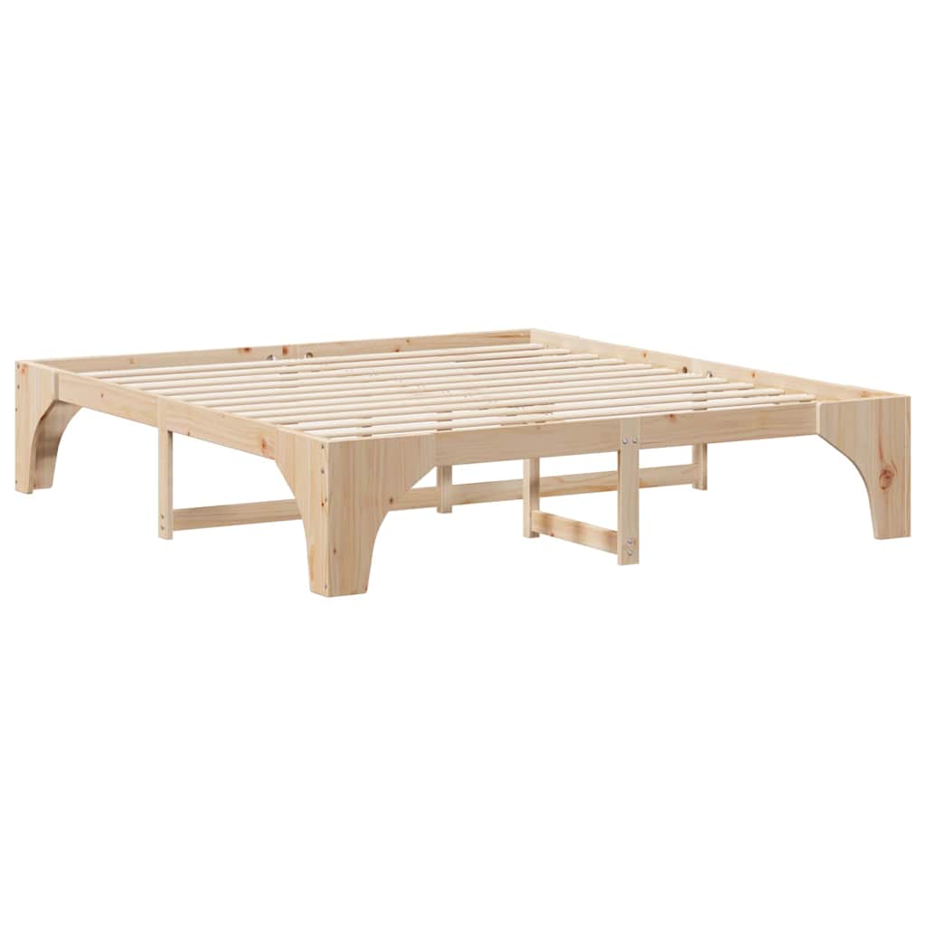 Floor Bed Frame with Storage Brown 180 x 200 cm Solid pine wood
