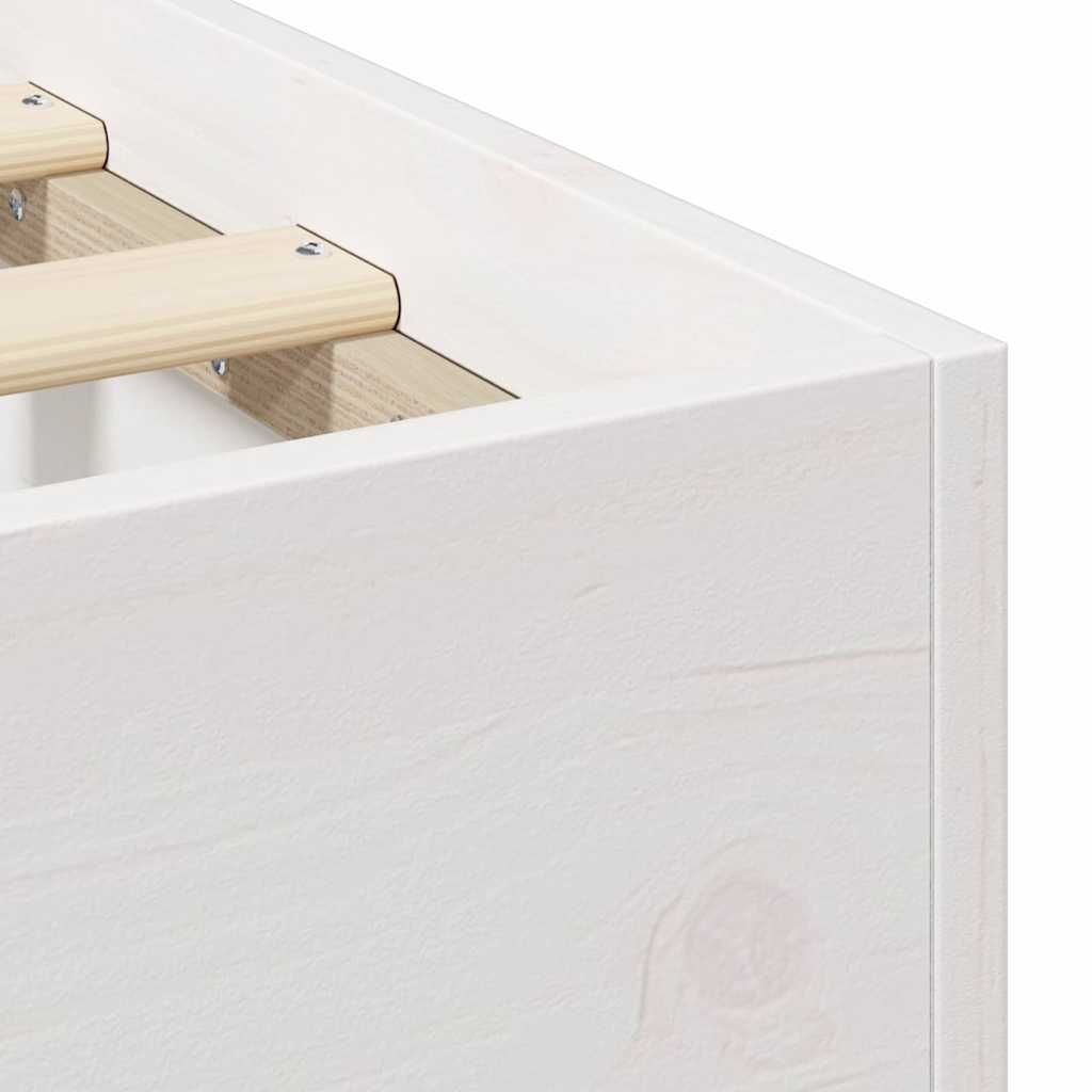 Floor Bed Frame with Storage White 90 x 200 cm Solid pine wood