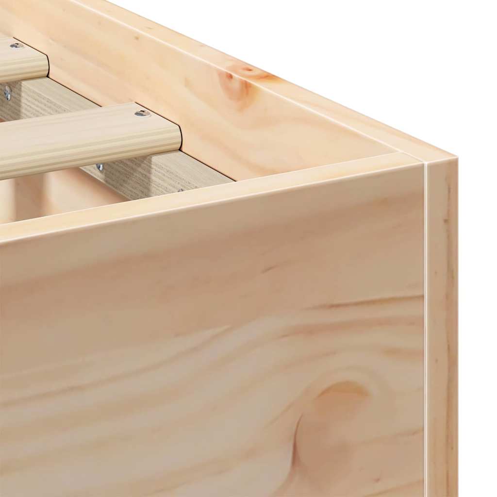 Floor Bed Frame with Storage Brown 80 x 200 cm Solid pine wood