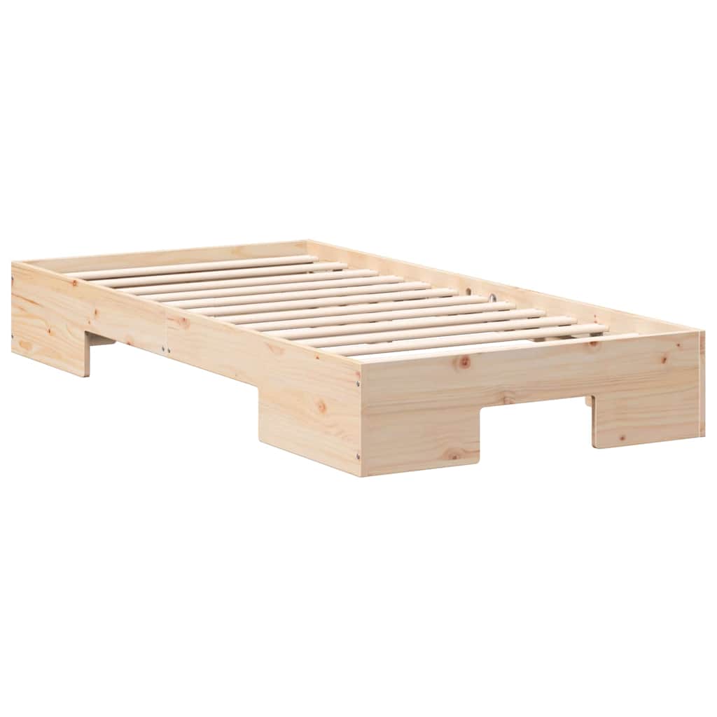 Floor Bed Frame with Storage Brown 80 x 200 cm Solid pine wood