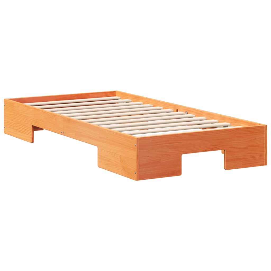 Floor Bed Frame with Storage Brown 80 x 200 cm Solid pine wood