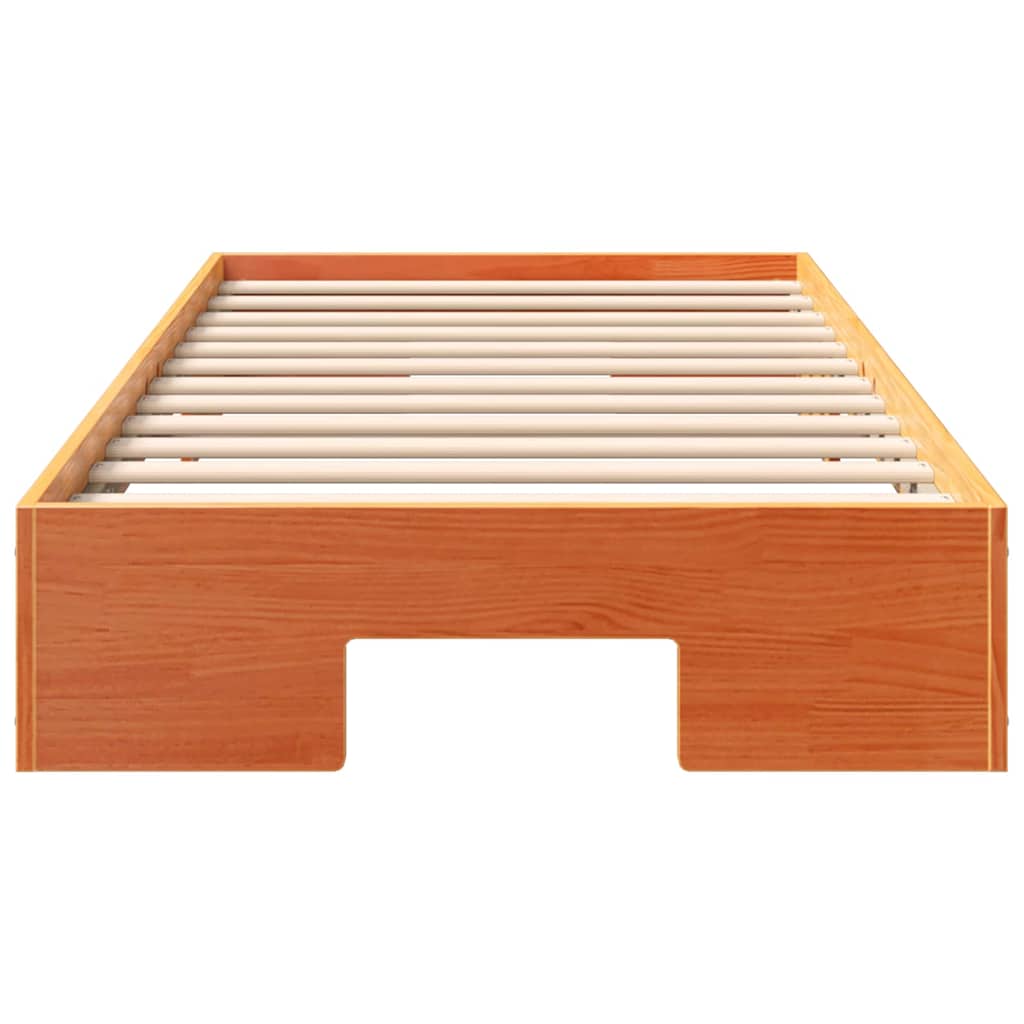 Floor Bed Frame with Storage Brown 80 x 200 cm Solid pine wood