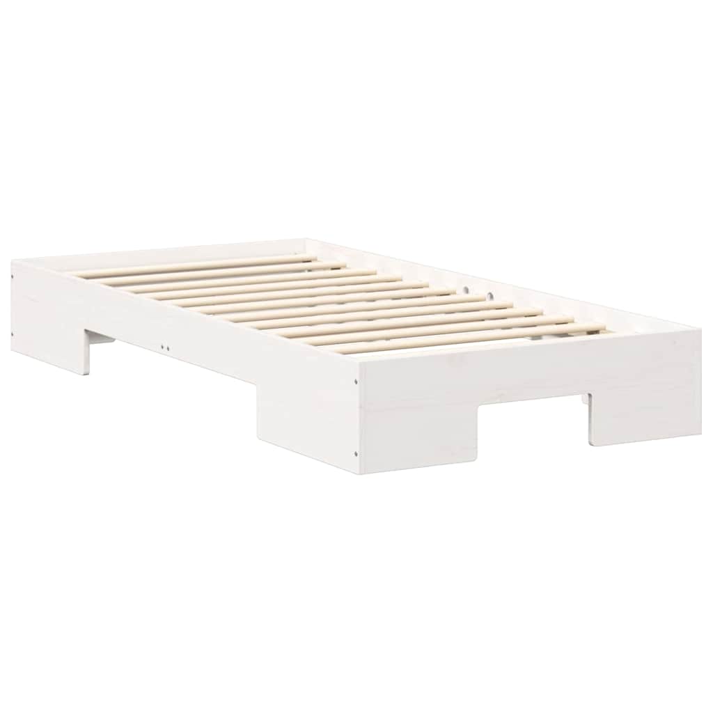 Floor Bed Frame with Storage White 90 x 190 cm Solid pine wood