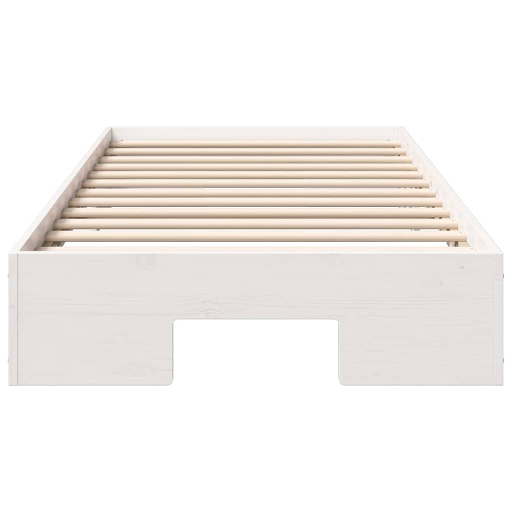 Floor Bed Frame with Storage White 90 x 190 cm Solid pine wood