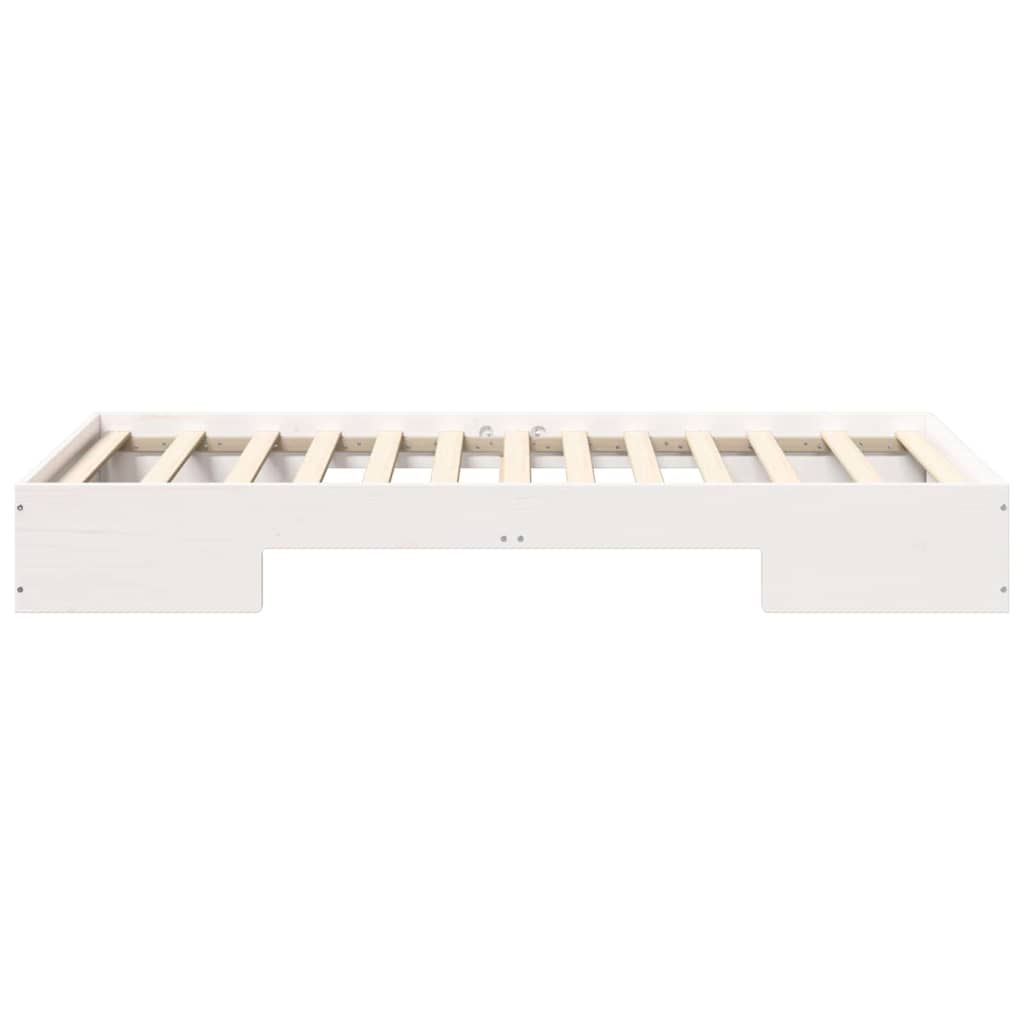 Floor Bed Frame with Storage White 90 x 190 cm Solid pine wood