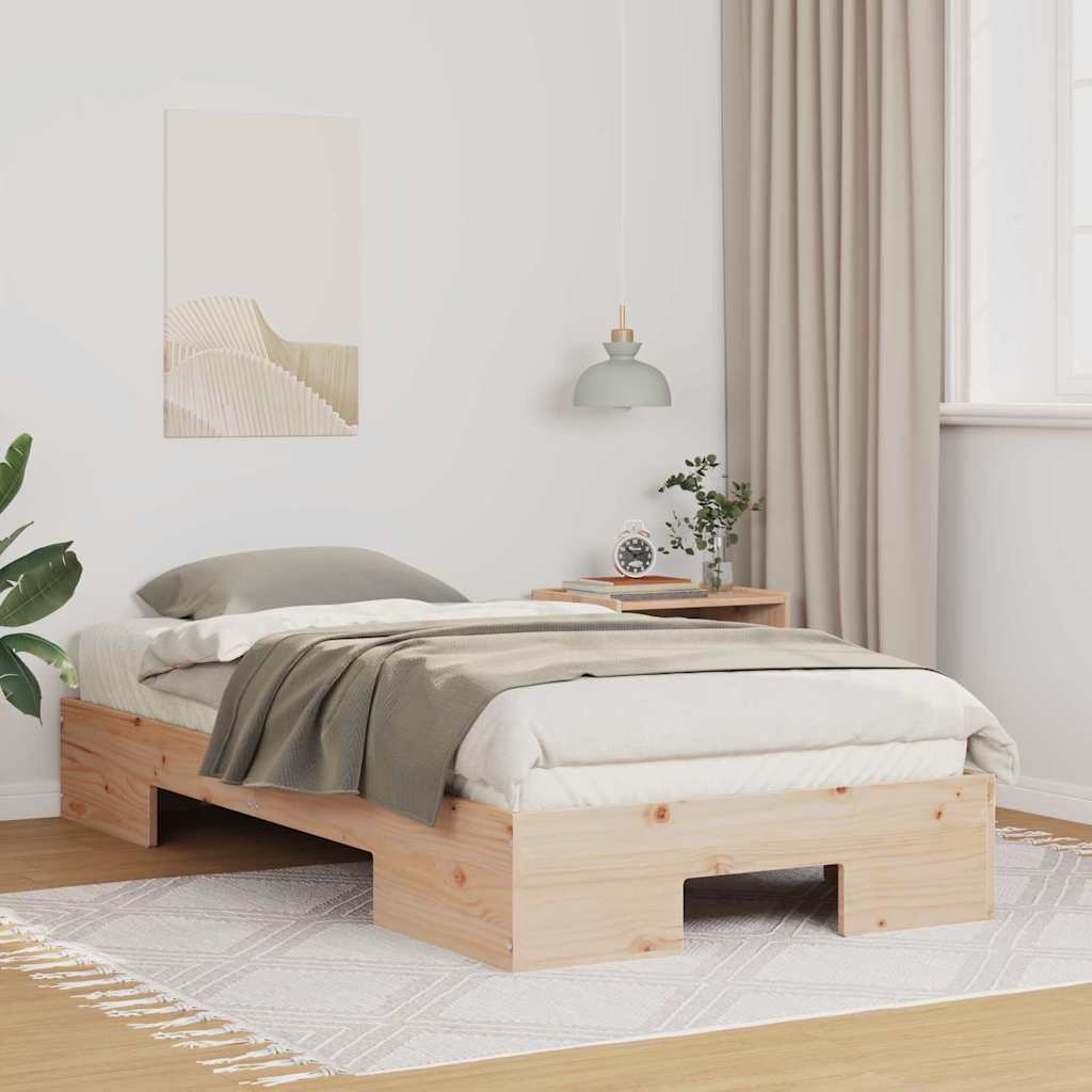 Floor Bed Frame with Storage Brown 75 x 190 cm Solid pine wood