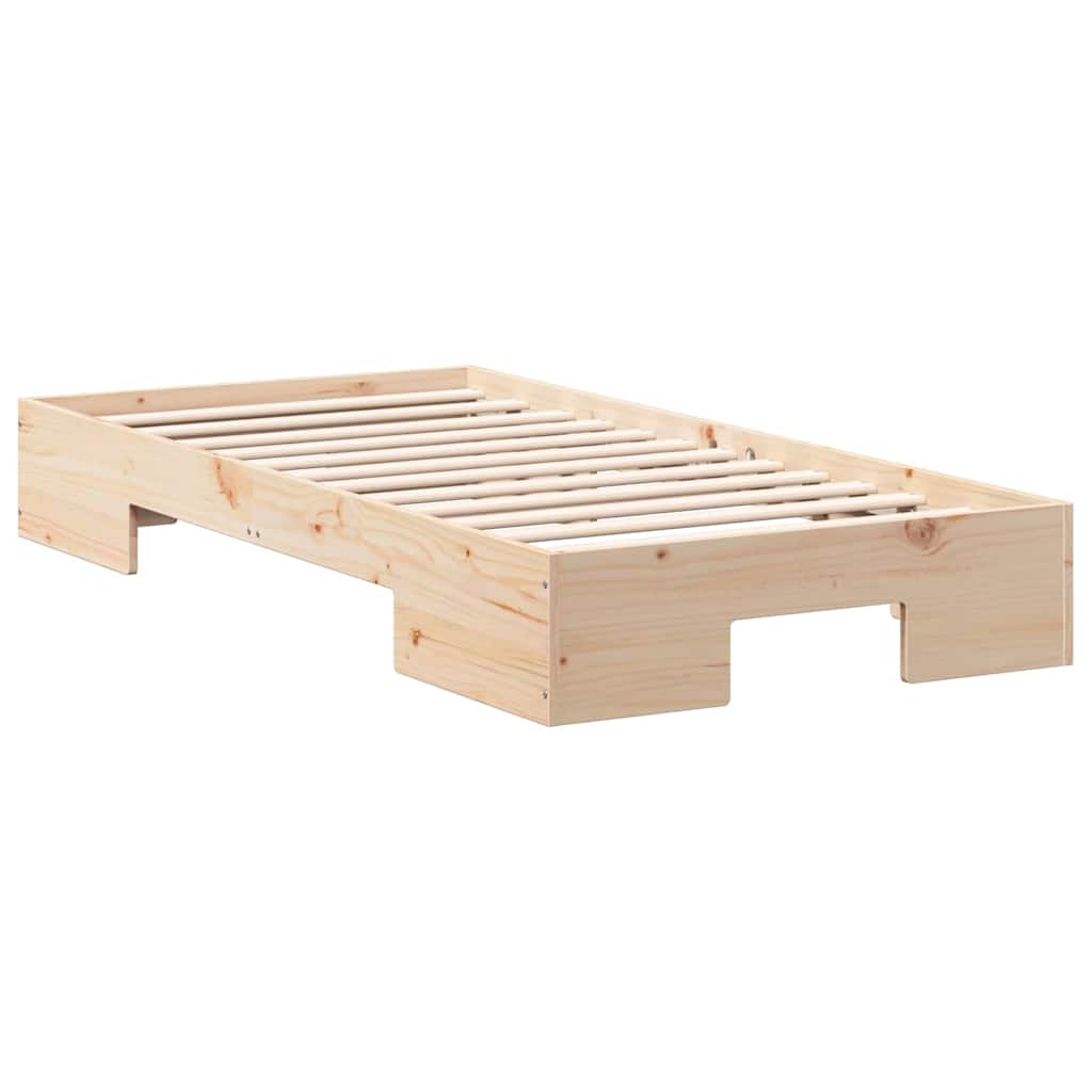 Floor Bed Frame with Storage Brown 75 x 190 cm Solid pine wood