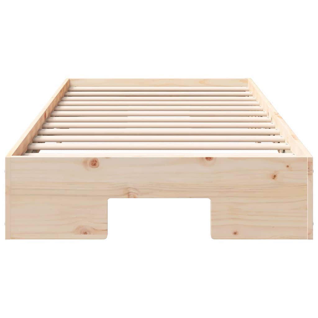 Floor Bed Frame with Storage Brown 75 x 190 cm Solid pine wood
